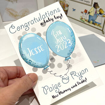 Personalised Balloons Congratulations New Baby Card, 2 of 7