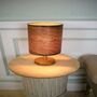 Tall Dark Walnut Table Lamp With A Wooden Light Shade, thumbnail 6 of 11