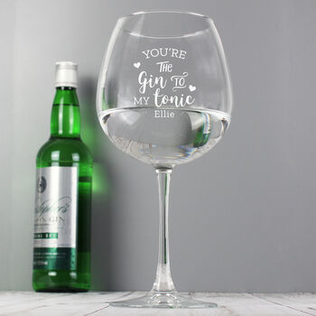 Personalised 'Gin To My Tonic' Gin Balloon Glass, 4 of 6