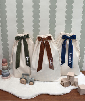 Personalised Velvet Bow Gift Sack, 6 of 12