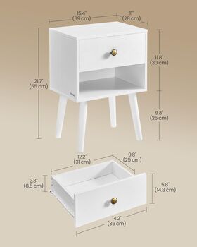 Bedside Table With Storage Drawer And Open Shelf, 6 of 8