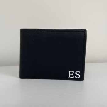 Personalised Black Mens Faux Leather Wallet, 3 of 6