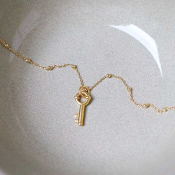 Gold Plated Sterling Silver Key Necklace, 6 of 7