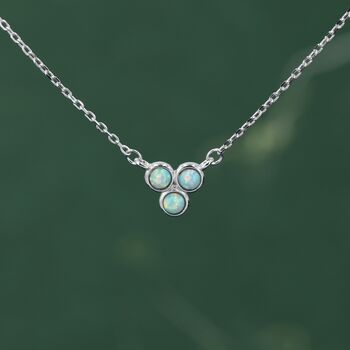 Tiny Opal Trio Pendant Necklace, 6 of 12
