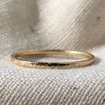 Solid 9ct Recycled Gold Textured Stacking Ring, 4 of 9