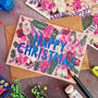 Neon Floral Papercut Christmas Card Five Pack, thumbnail 10 of 11