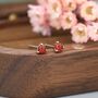 Natural Red Carnelian Stud Earrings In Sterling Silver, thumbnail 7 of 11