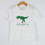 'Dinosaurus' Personalised Dinosaur Name Kid's T Shirt, thumbnail 3 of 6