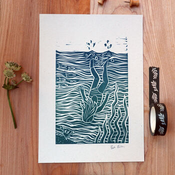 Wild Swimming Lino Print, 2 of 4
