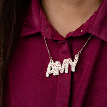 Personalised Festive Christmas Candy Cane Name Necklace, 2 of 4