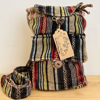 Handmade Bohemian Mini Stripe Backpack, 3 of 10