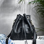 Personalised Black Leather Bucket Bag Handbag, thumbnail 1 of 9