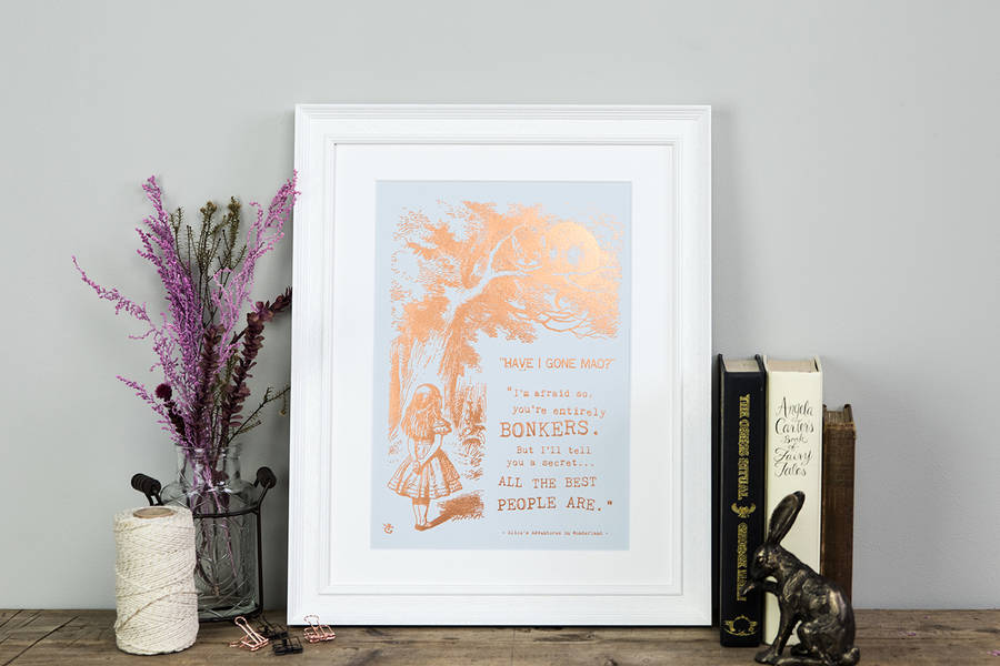 alice in wonderland bonkers metallic foil print by i am nat ...