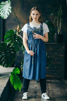 Denim Dress Apron | Studio Pinafore Smock, 7 of 11