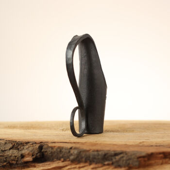 6th Iron Anniversary Gift Hand Forged Dinner Candle Holder With Curved Handle, 2 of 7