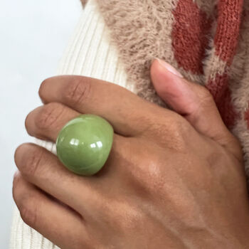 Olivine Green Dome Resin Ring, 3 of 6