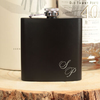 Personalised Script Initials Two Tone Hip Flask, 3 of 8