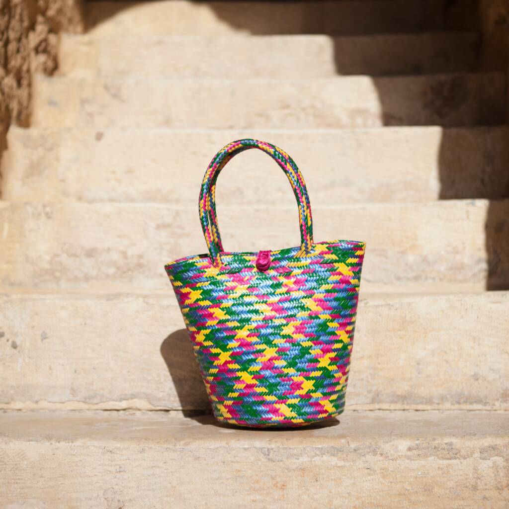 Arcoiris Multicolor Mini Tote Straw Bag By Washein | notonthehighstreet.com