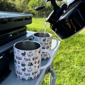 Happy Campers Retro Camper Van Enamel Mugs, 4 of 4