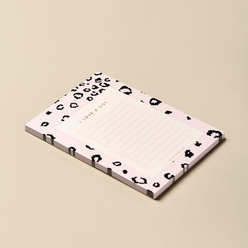 A6 I Love Lists Notepad, Pink Leopard Print, 3 of 10