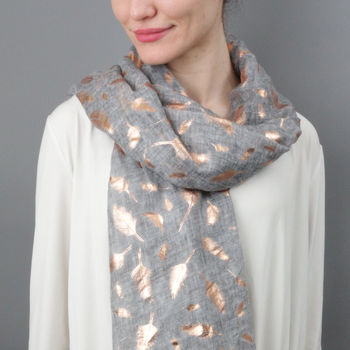 Personalised Rose Gold Feather Print Scarf, 7 of 12