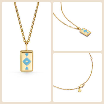 Blue Gaia Aqua Blue Glowing Pendant Necklace With Uv Keyring Torch, 3 of 7