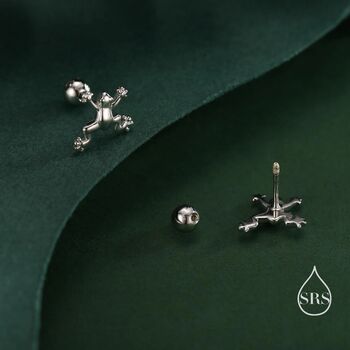 Stering Silver Tiny Frog Stud Earrings, 6 of 12