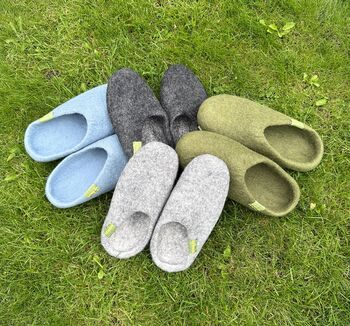 Dark Grey 100% Wool Indoor Slippers Made In Nepal, 4 of 6