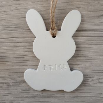 Personalised Easter Bunny Clay Decoration, 2 of 6