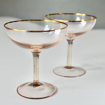 Pair Of Retro Pink Champagne Glasses, 2 of 7