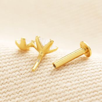 Sterling Silver Crystal Star Piercing Earring, 6 of 6