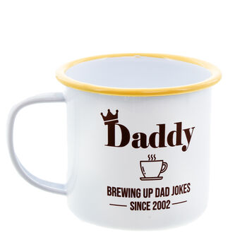 Personalised Brewing Up Dad Jokes Enamel Mug, 5 of 6