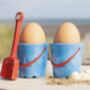 Set Of Bucket Shaped Ceramic Egg Cups With Spade Spoons, thumbnail 1 of 3