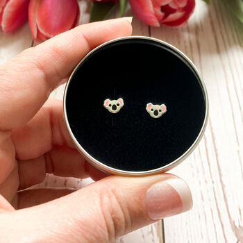 Sterling Silver Koala Bear Earrings In A Gift Tin, 7 of 10