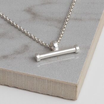 Sterling Silver T Bar Necklace, 5 of 9