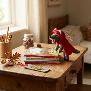 Handmade Felt Big Bad Wolf Hanging Decoration, 3 of 3