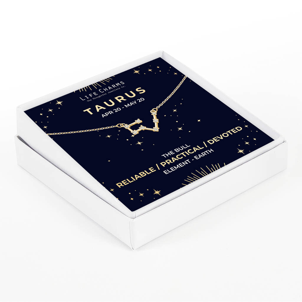 Taurus Gold Zodiac Constellation Necklace, 1 of 3