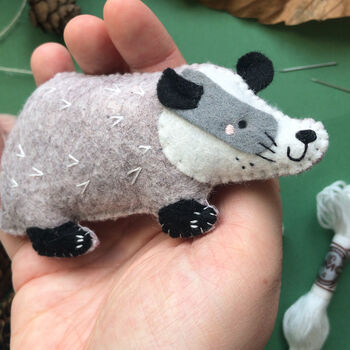Sew Your Own Basil The Badger Felt Sewing Kit, 7 of 8