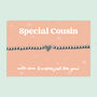Special Cousin Heart Charm Stretch Bracelet, Stainless Steel, thumbnail 1 of 4