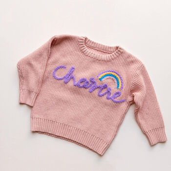 Personalised Kids Name Rainbow Knit Jumper Hand Felted, 3 of 11