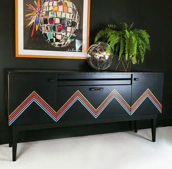 Vintage Cocktail Cabinet With Metallic Geometric Design, 2 of 6