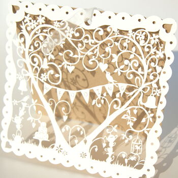 Whimsical Heart Garden Wedding Laser Cut Card, 4 of 6