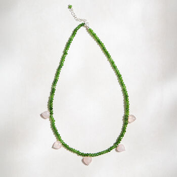 Hearts In Bloom Rose Quartz Gemstone Necklace, 2 of 6