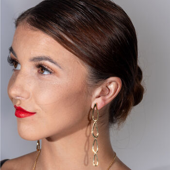 Long Petal Drop Earrings In Gold Plated, 2 of 4