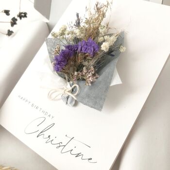 Happy Birthday Personalised Dried Flower Bouquet Card, 5 of 10
