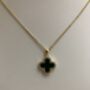 Double Sided Single Clover Charm Necklace Emerald Black, thumbnail 4 of 10