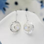 Sterling Silver Drop Earrings With Rainbow Moonstone, thumbnail 1 of 8