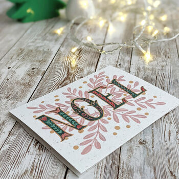 Noel Folk Lettering Christmas Card, 3 of 3