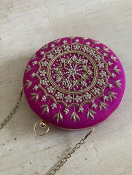 Hot Pink Circular Handcrafted Clutch Bag, 7 of 7