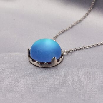 Blue Flash Moonstone Necklace In Sterling Silver, 3 of 12